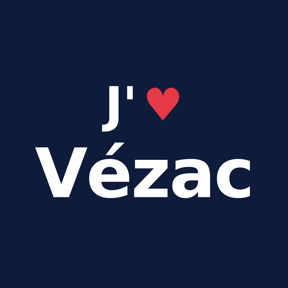 T-shirt personnalisé Vézac — design « J'aime Vézac » imprimé sur le t-shirt