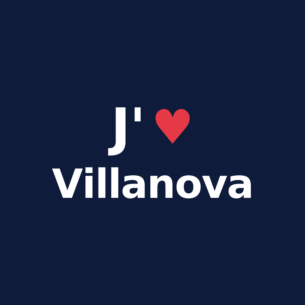 T-shirt personnalisé Villanova — design « J'aime Villanova » imprimé sur le t-shirt