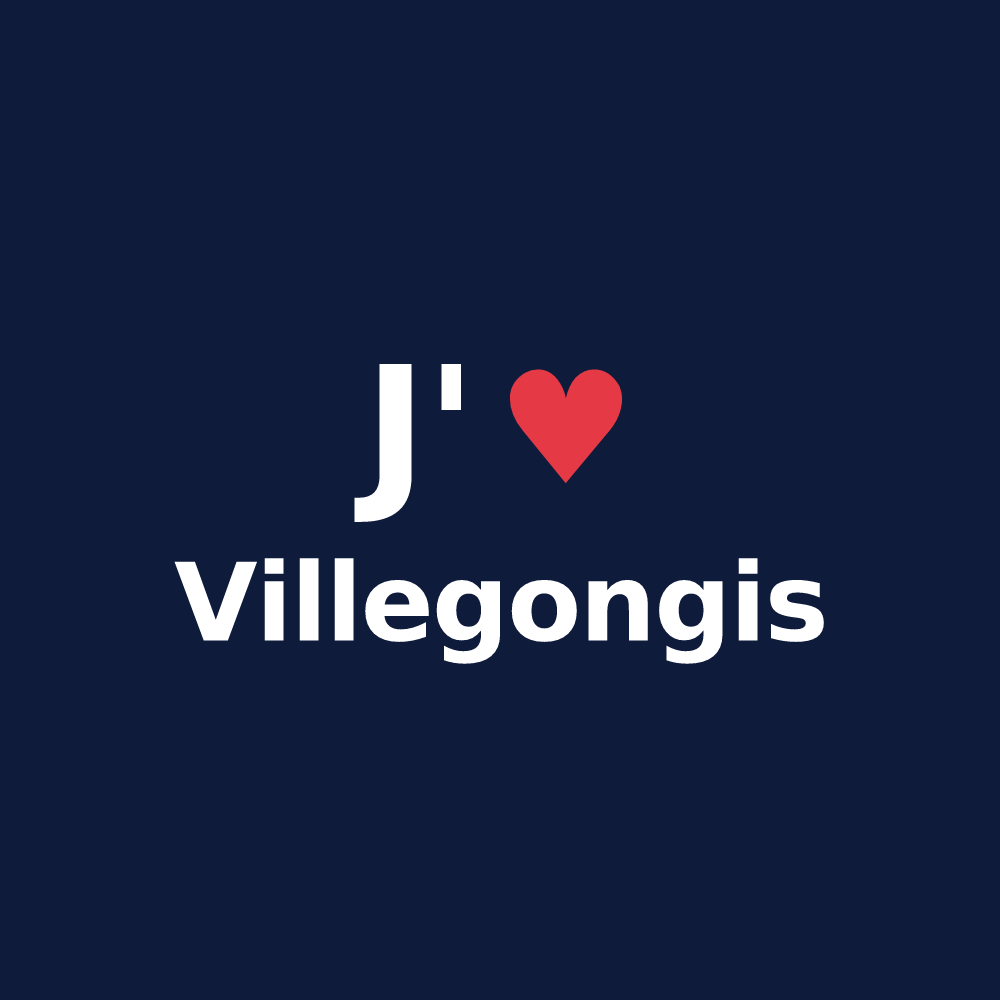 T-shirt personnalisé Villegongis — design J'aime Villegongis