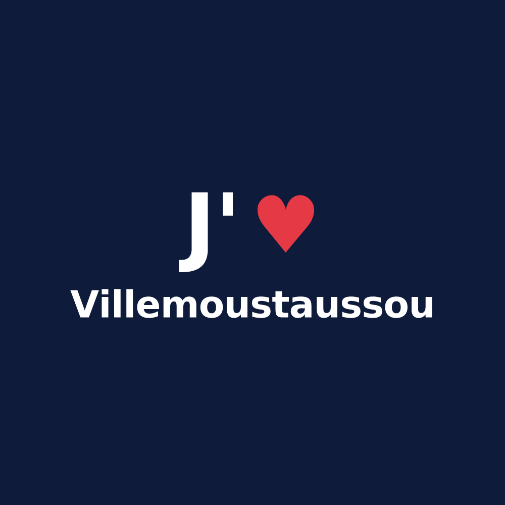 T-shirt personnalisé Villemoustaussou — design J'aime Villemoustaussou
