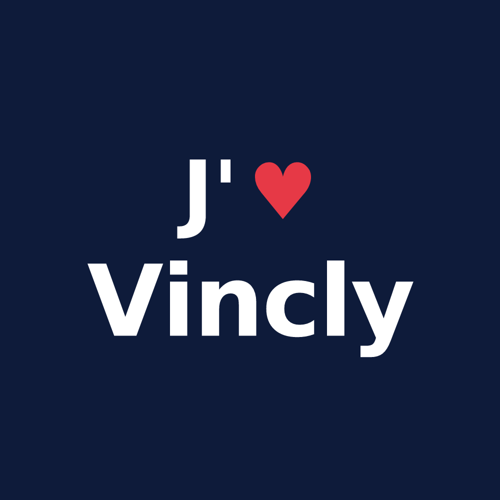 T-shirt personnalisé Vincly — design « J'aime Vincly » imprimé sur le t-shirt
