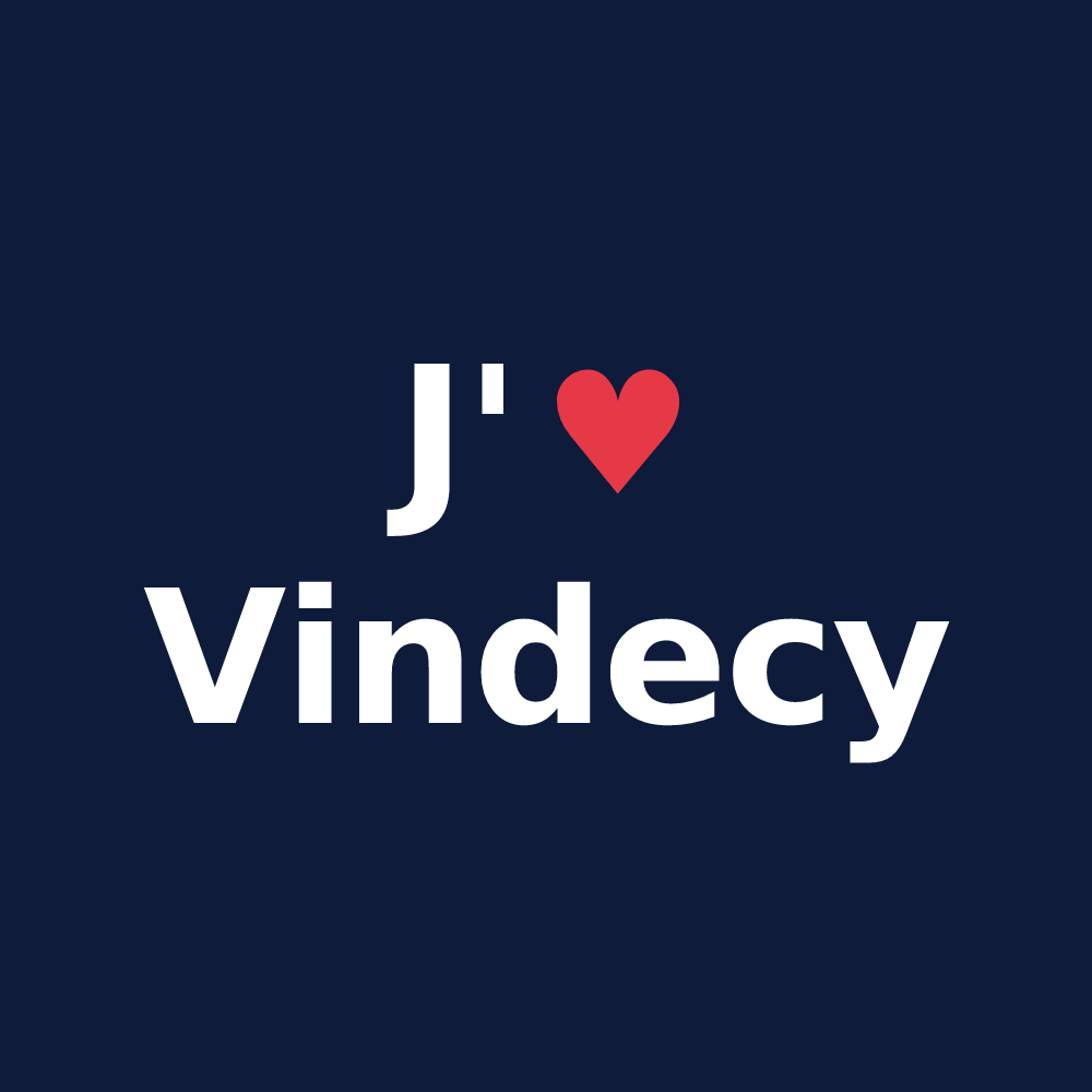 T-shirt personnalisé Vindecy — design J'aime Vindecy