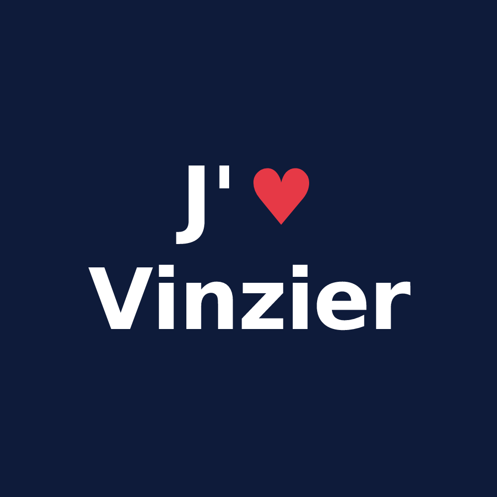 T-shirt personnalisé Vinzier — design J'aime Vinzier