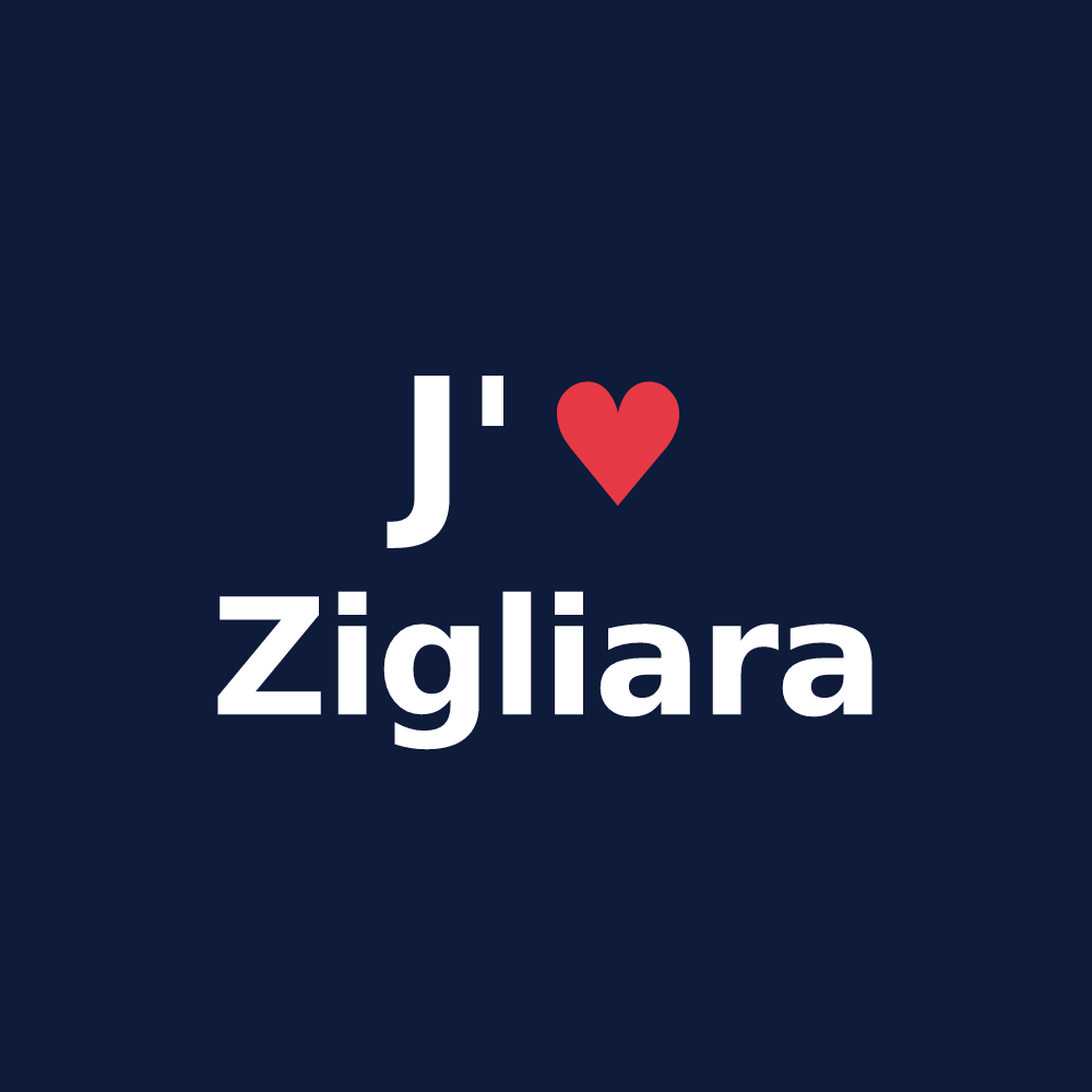 T-shirt personnalisé Zigliara — design J'aime Zigliara
