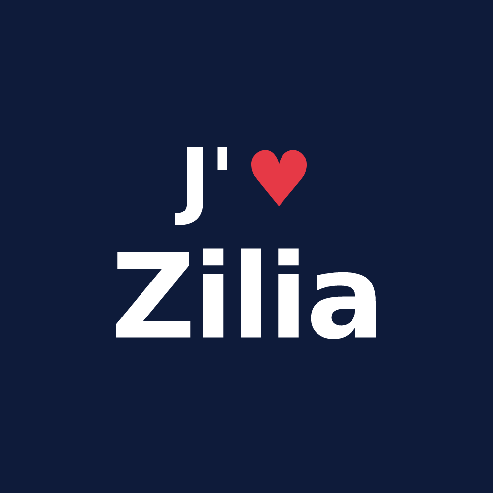 T-shirt personnalisé Zilia — design J'aime Zilia