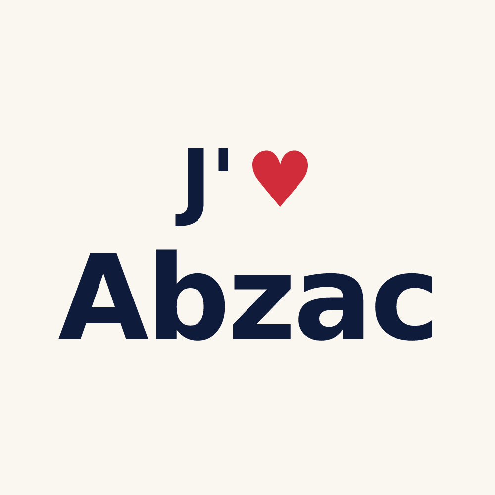 Tasse personnalisée Abzac — design J'aime Abzac