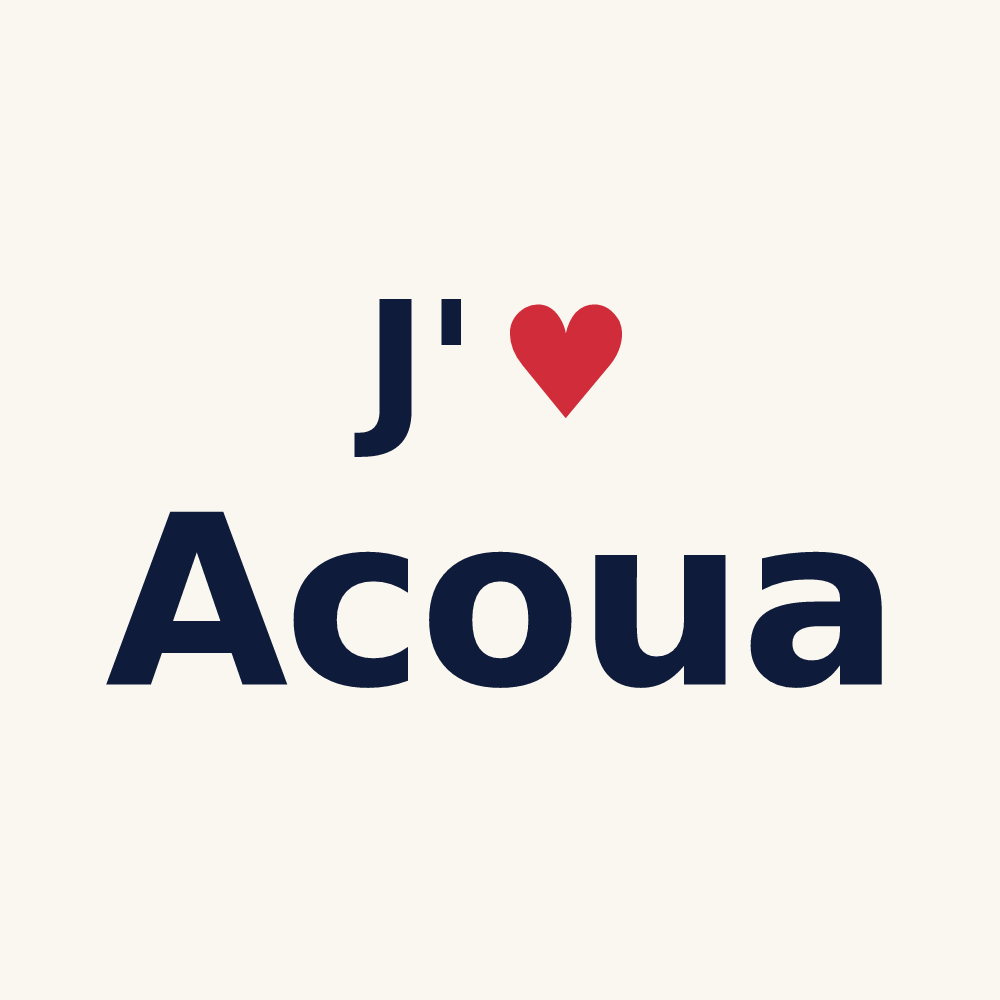 Tasse personnalisée Acoua — design « J'aime Acoua » imprimé sur la tasse