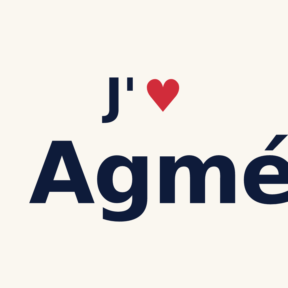 Tasse personnalisée Agmé — design « J'aime Agmé » imprimé sur la tasse