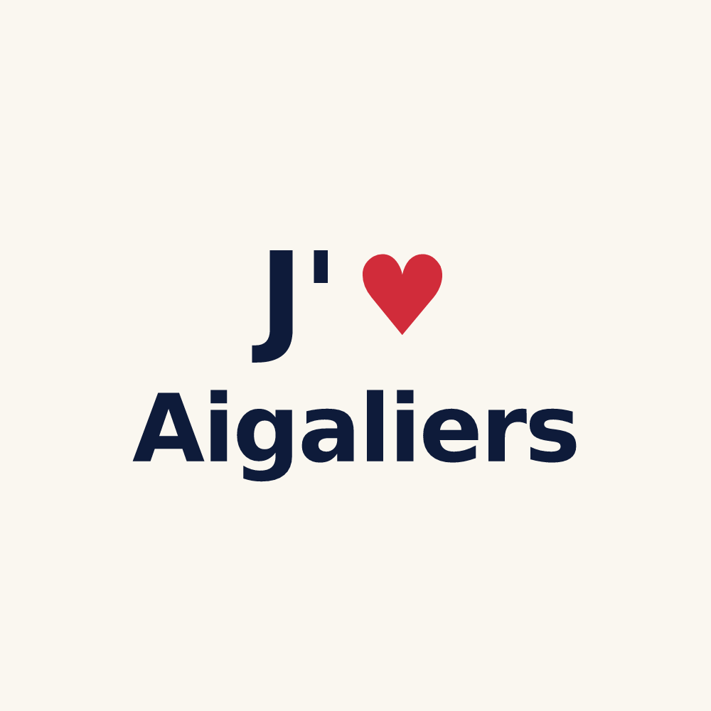 Tasse personnalisée Aigaliers — design « J'aime Aigaliers » imprimé sur la tasse
