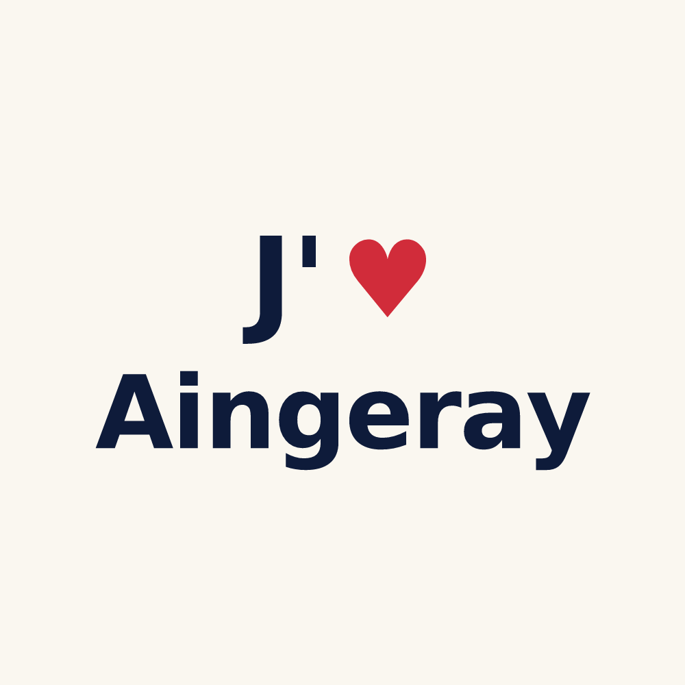 Tasse personnalisée Aingeray — design « J'aime Aingeray » imprimé sur la tasse