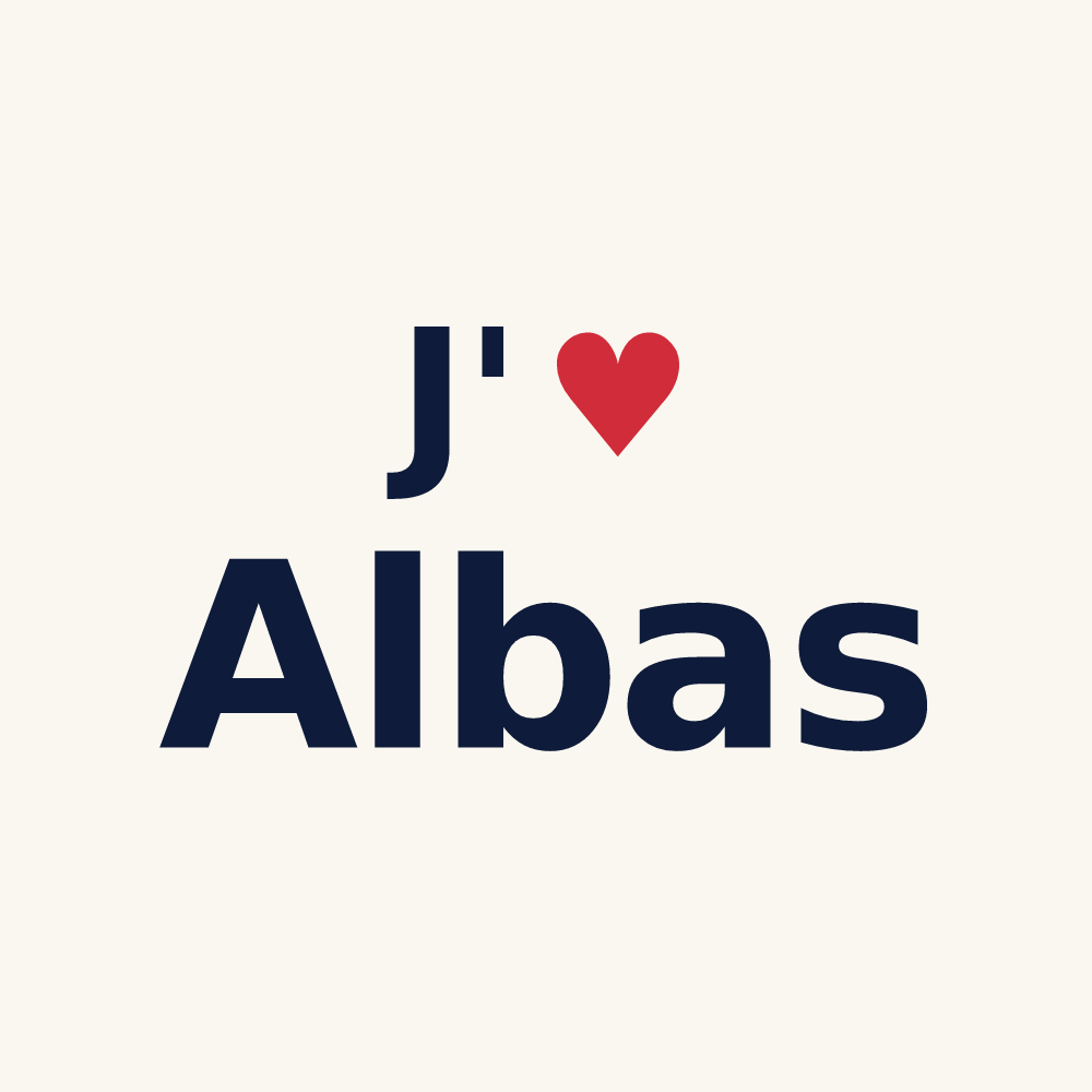 Tasse personnalisée Albas — design « J'aime Albas » imprimé sur la tasse