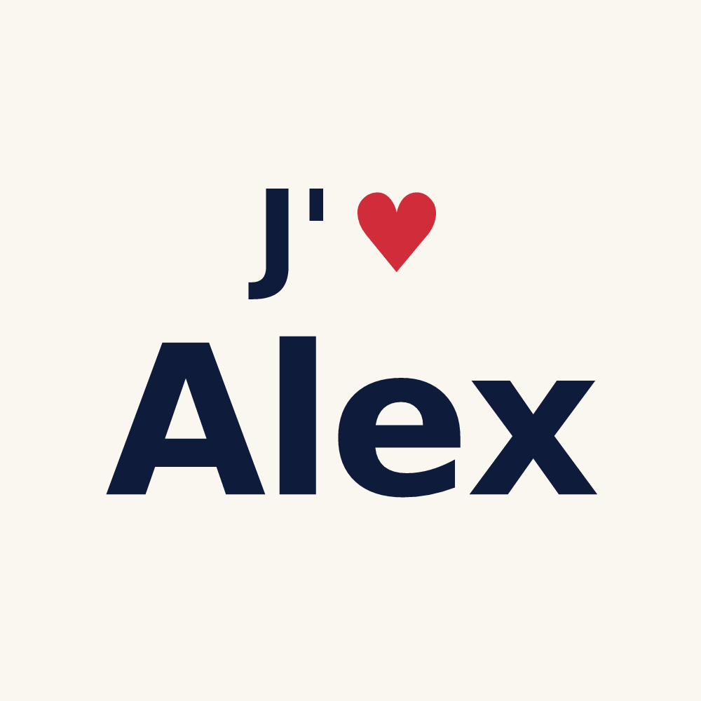 Tasse personnalisée Alex — design J'aime Alex
