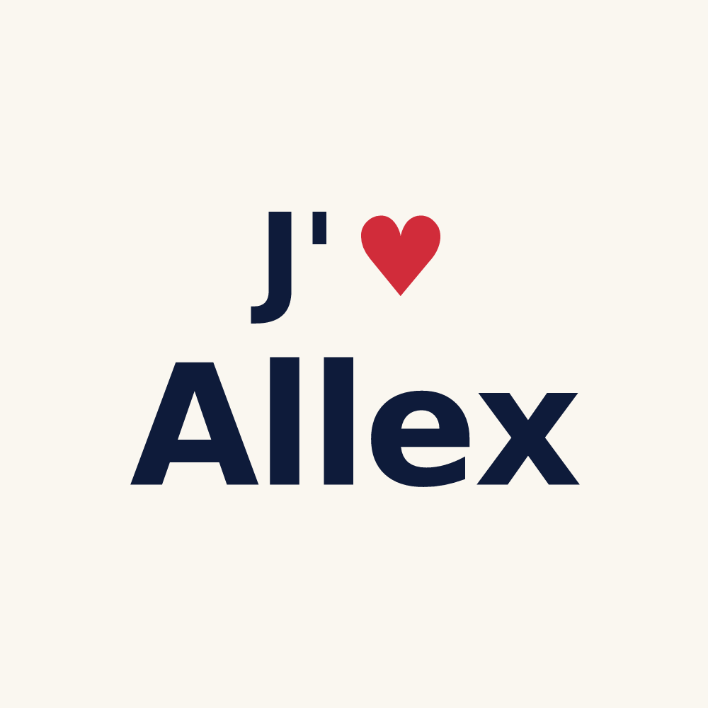 Tasse personnalisée Allex — design J'aime Allex