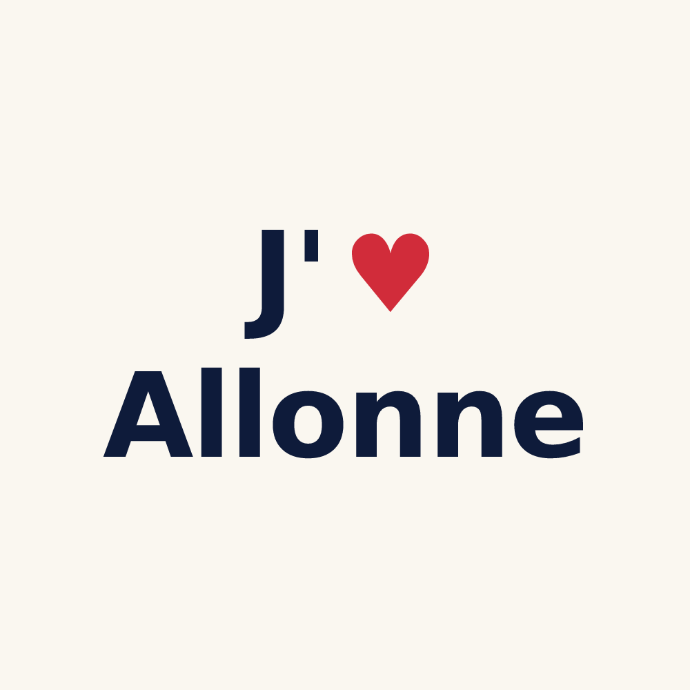 Tasse personnalisée Allonne — design « J'aime Allonne » imprimé sur la tasse