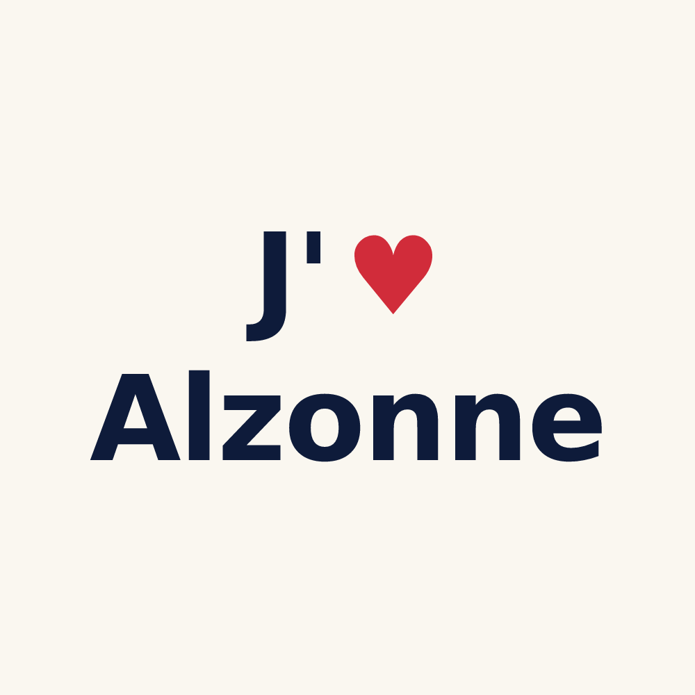 Tasse personnalisée Alzonne — design « J'aime Alzonne » imprimé sur la tasse