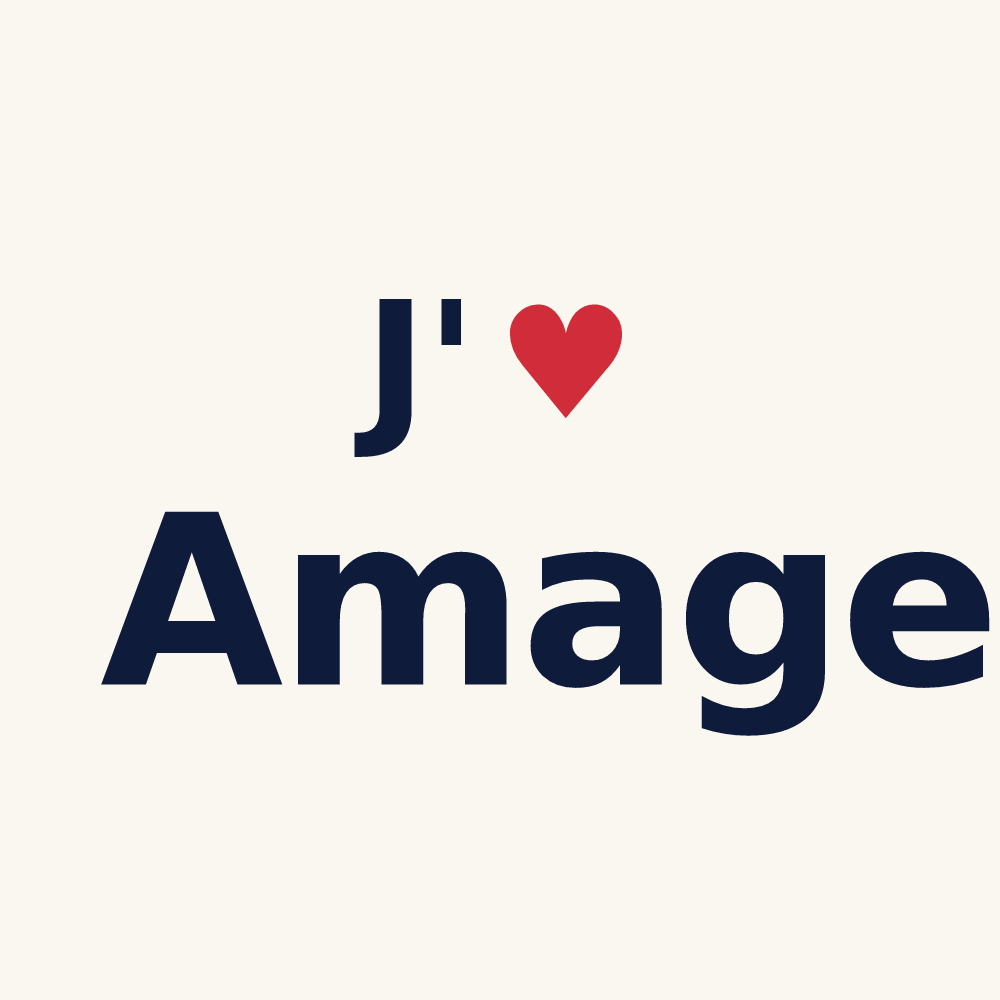 Tasse personnalisée Amage — design « J'aime Amage » imprimé sur la tasse