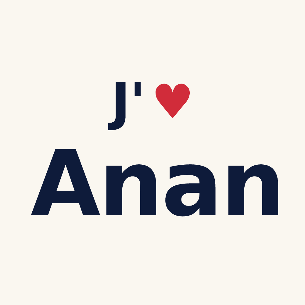 Tasse personnalisée Anan — design « J'aime Anan » imprimé sur la tasse
