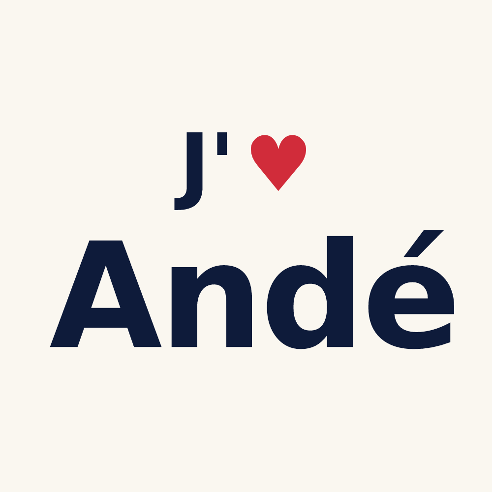Tasse personnalisée Andé — design « J'aime Andé » imprimé sur la tasse