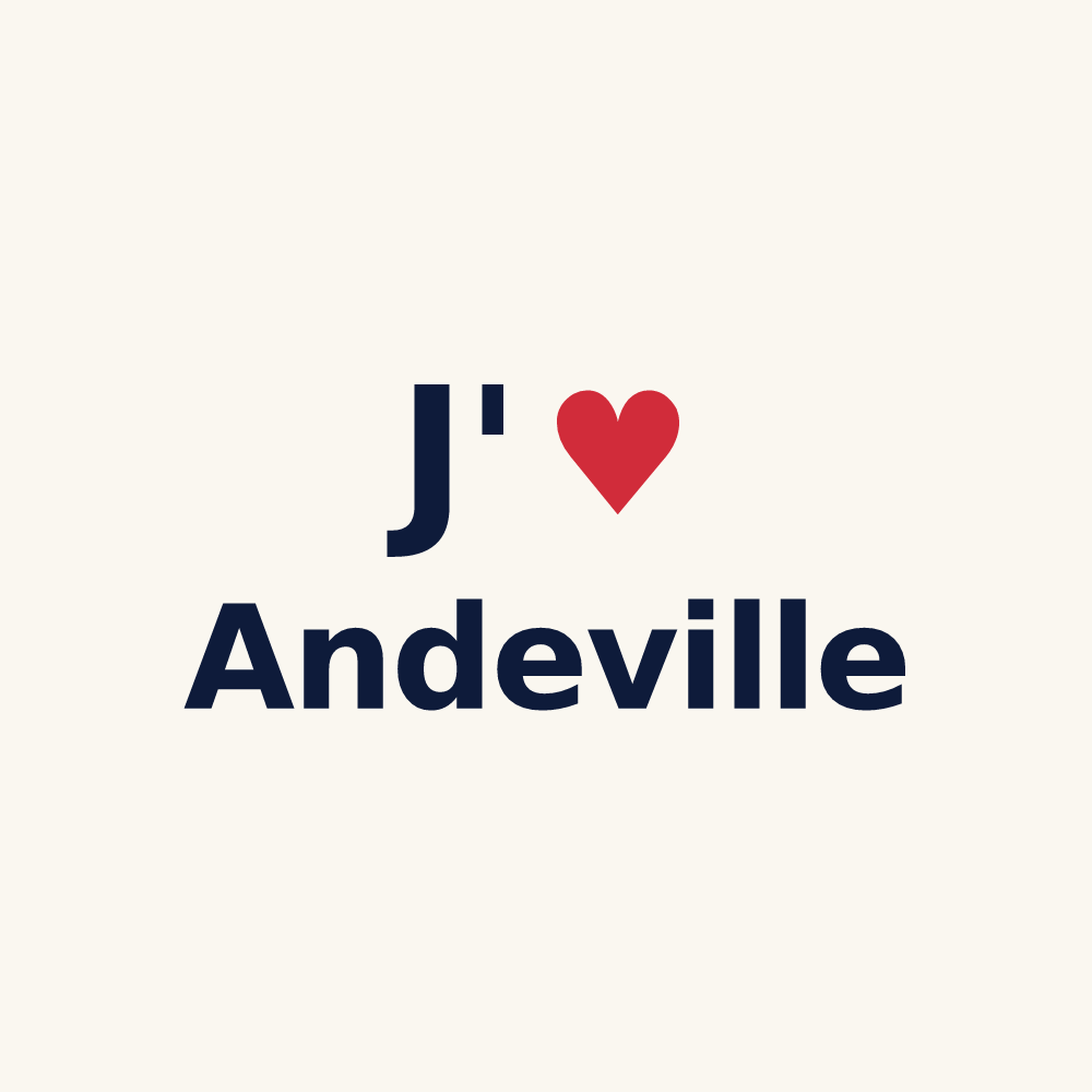 Tasse personnalisée Andeville — design « J'aime Andeville » imprimé sur la tasse