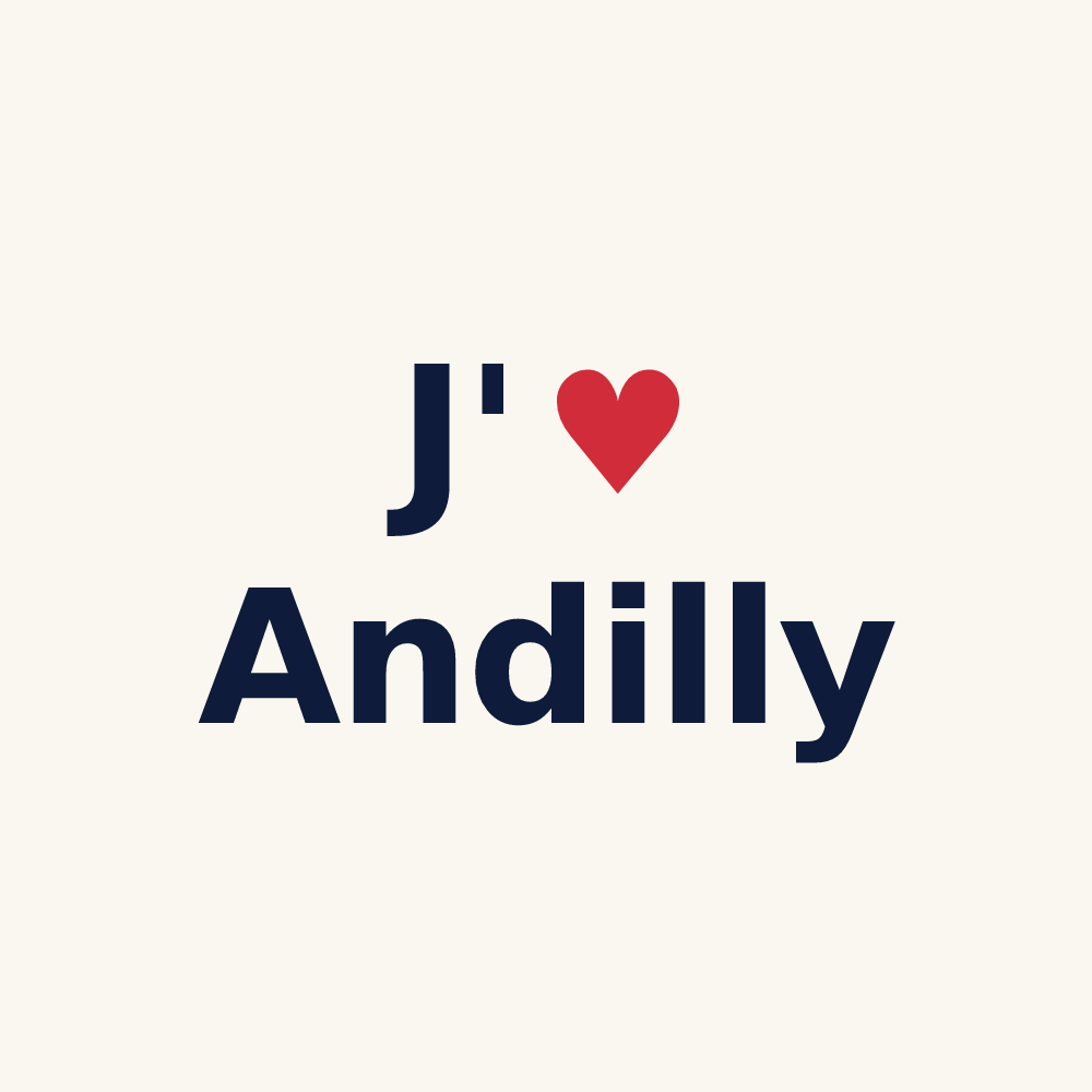 Tasse personnalisée Andilly — design « J'aime Andilly » imprimé sur la tasse