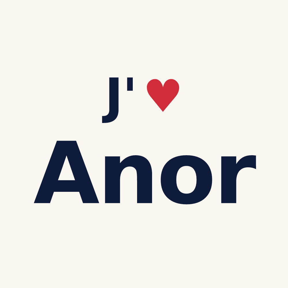 Tasse personnalisée Anor — design « J'aime Anor » imprimé sur la tasse