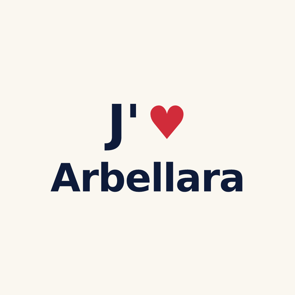 Tasse personnalisée Arbellara — design « J'aime Arbellara » imprimé sur la tasse