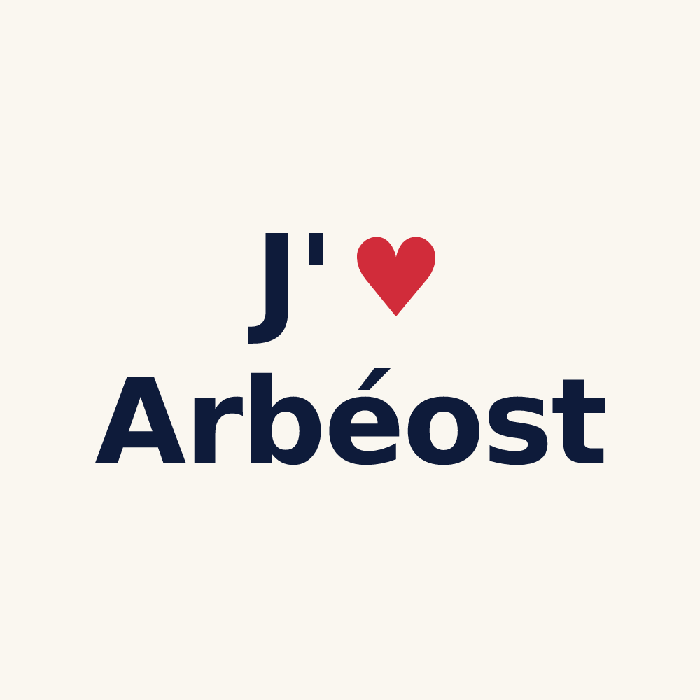 Tasse personnalisée Arbéost — design J'aime Arbéost