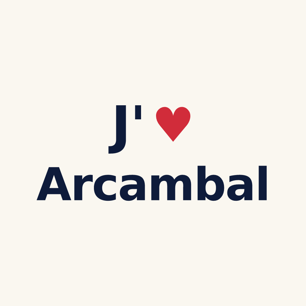 Tasse personnalisée Arcambal — design « J'aime Arcambal » imprimé sur la tasse