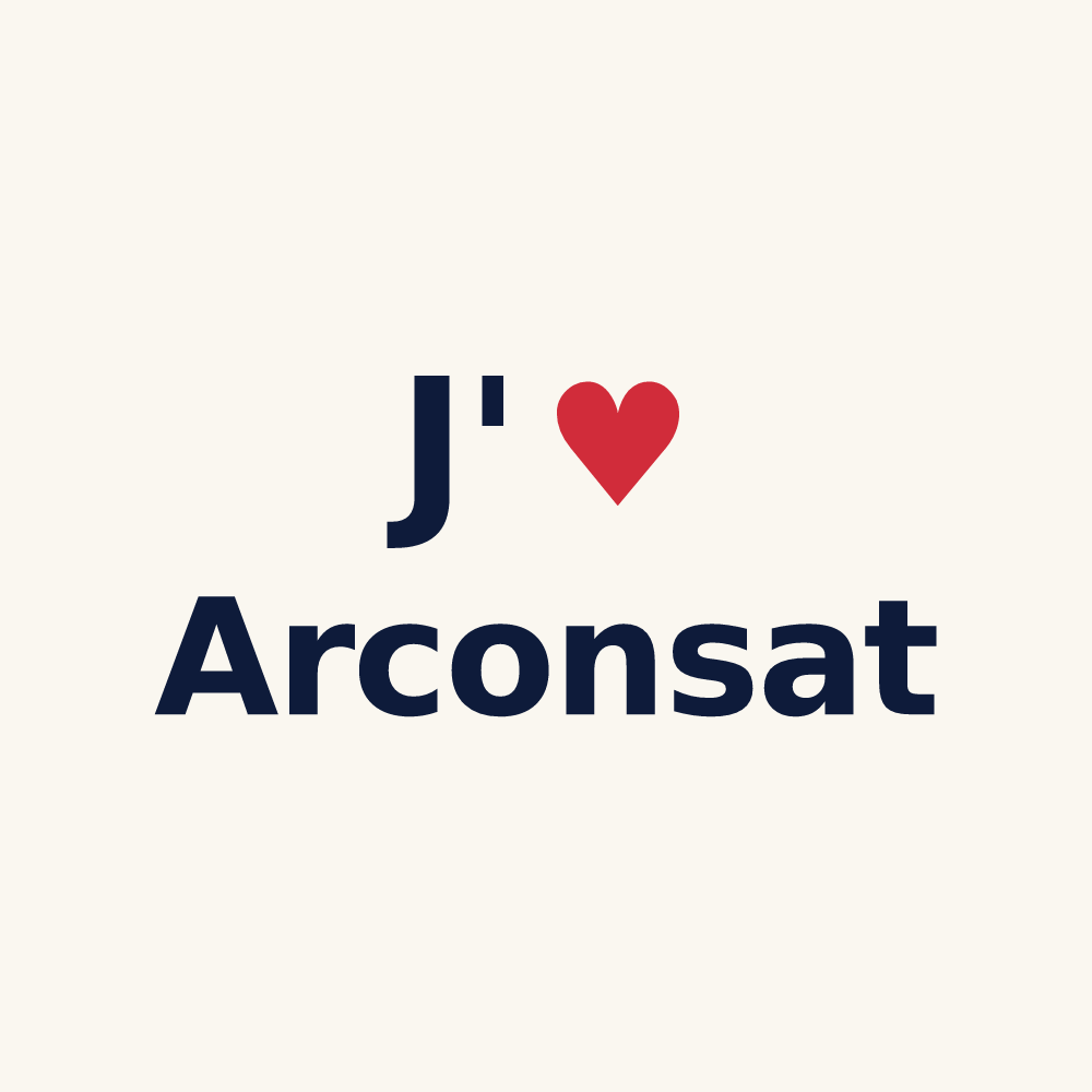 Tasse personnalisée Arconsat — design J'aime Arconsat