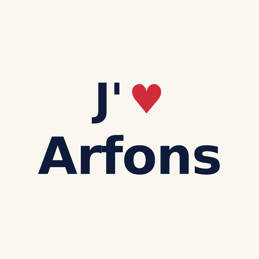 Tasse personnalisée Arfons — design « J'aime Arfons » imprimé sur la tasse