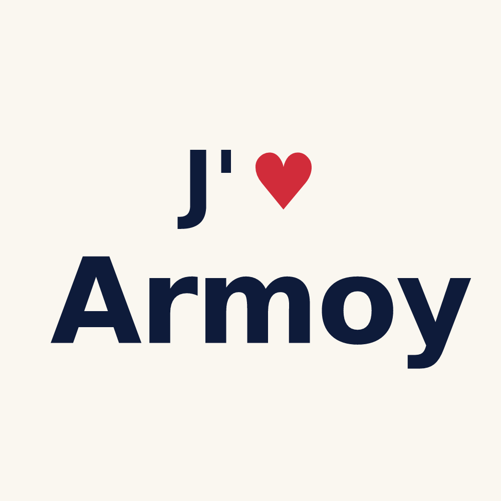 Tasse personnalisée Armoy — design « J'aime Armoy » imprimé sur la tasse