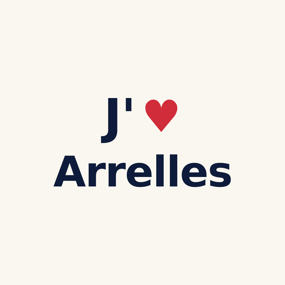 Tasse personnalisée Arrelles — design « J'aime Arrelles » imprimé sur la tasse