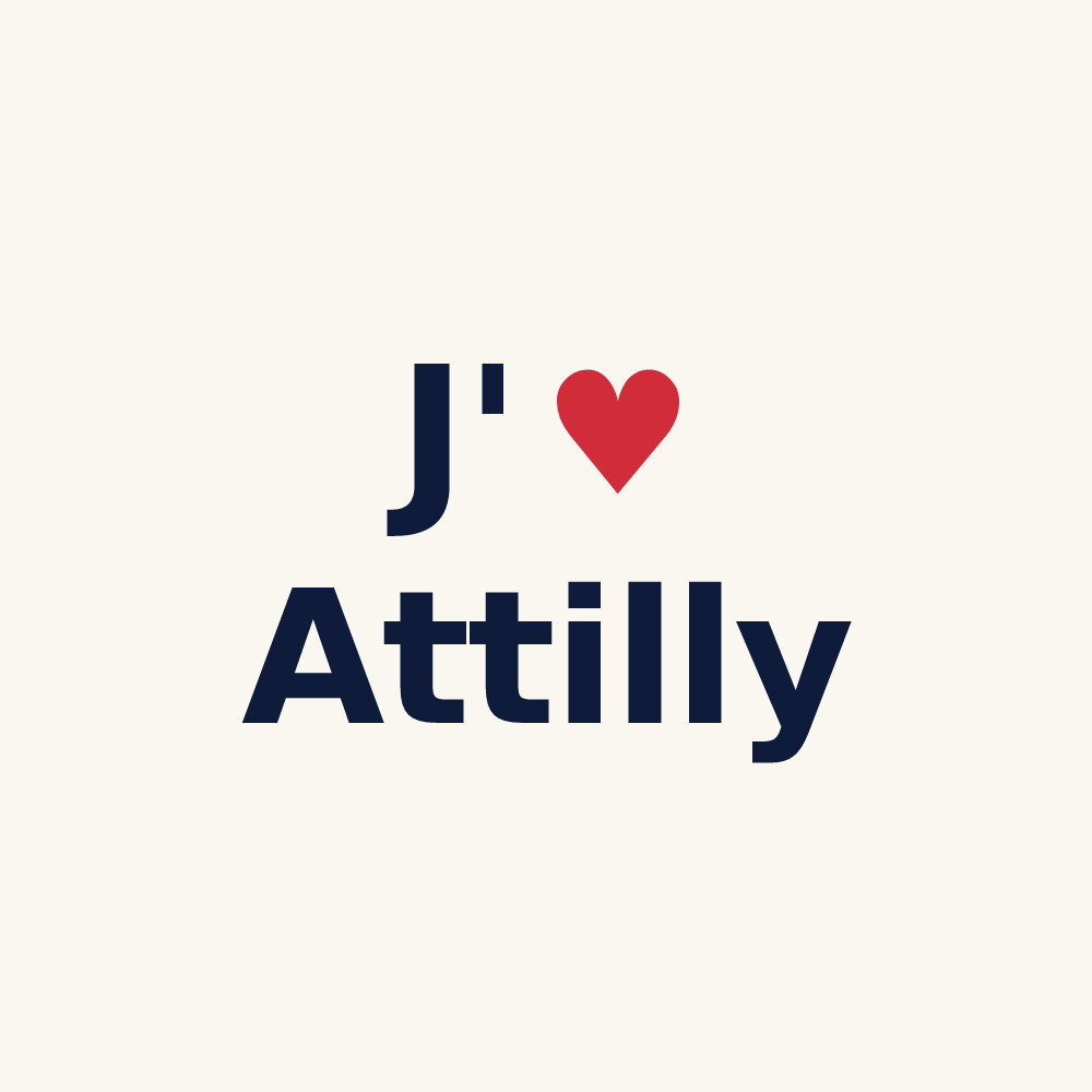 Tasse personnalisée Attilly — design « J'aime Attilly » imprimé sur la tasse