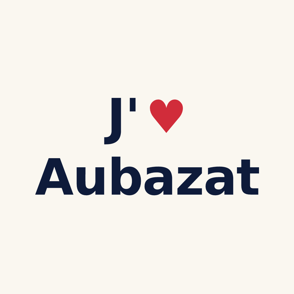 Tasse personnalisée Aubazat — design J'aime Aubazat