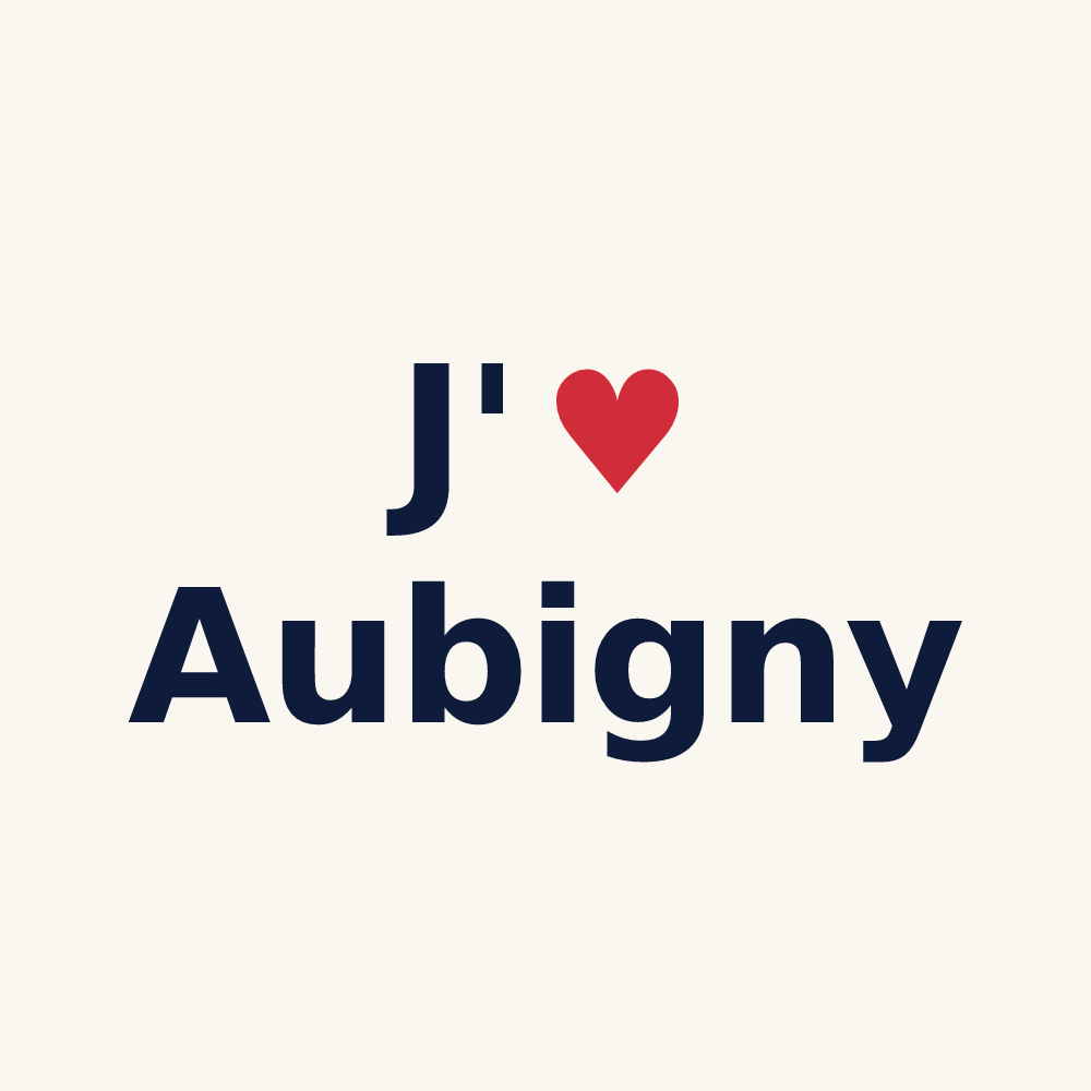 Tasse personnalisée Aubigny — design « J'aime Aubigny » imprimé sur la tasse