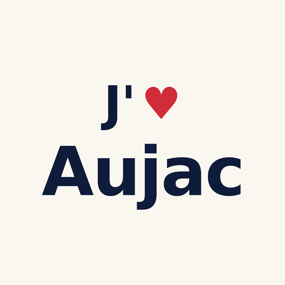 Tasse personnalisée Aujac — design « J'aime Aujac » imprimé sur la tasse