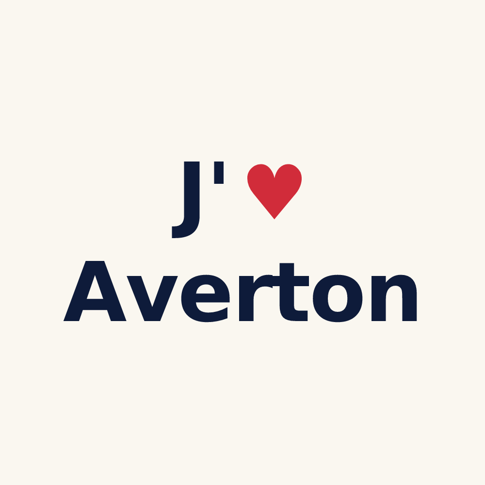 Tasse personnalisée Averton — design « J'aime Averton » imprimé sur la tasse