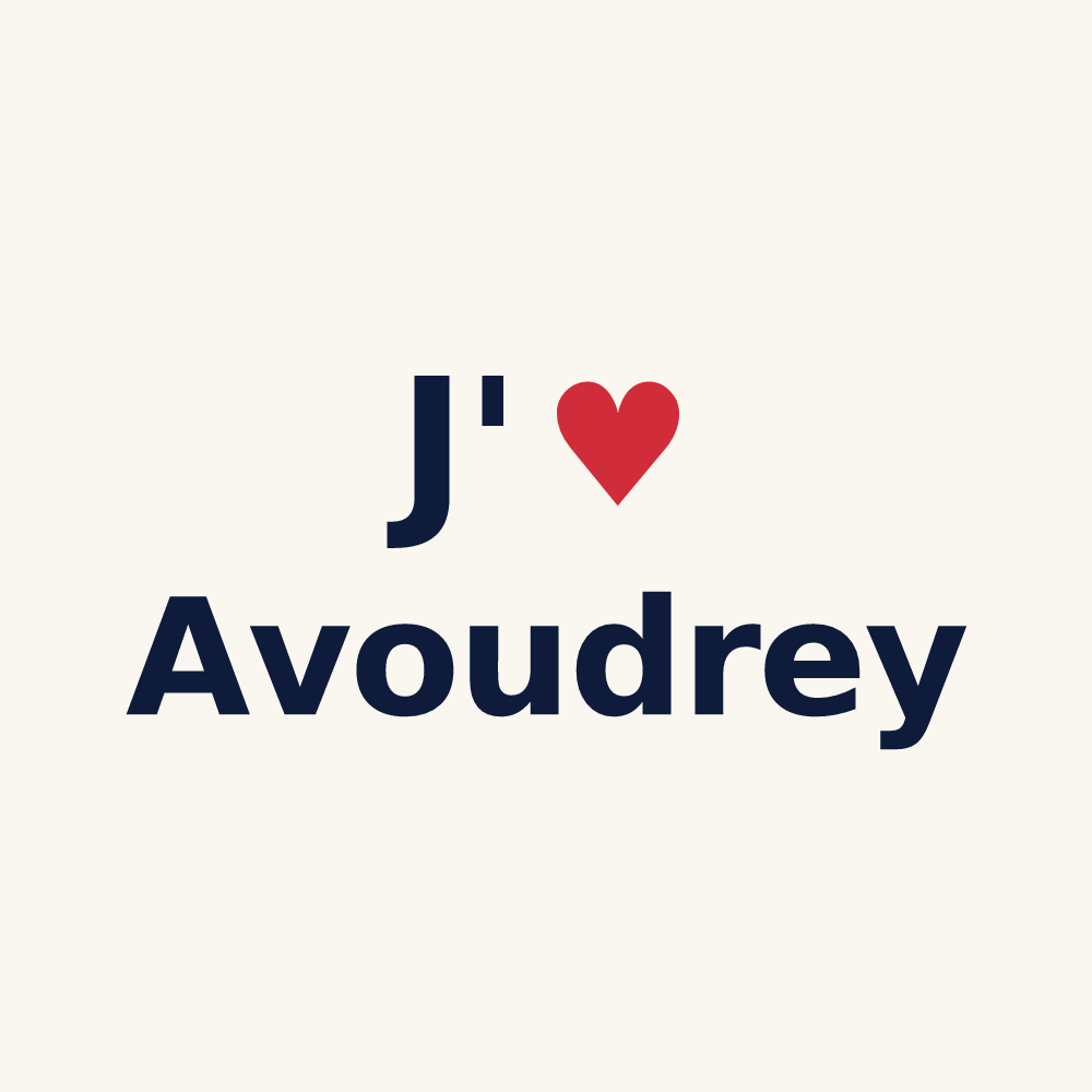 Tasse personnalisée Avoudrey — design « J'aime Avoudrey » imprimé sur la tasse
