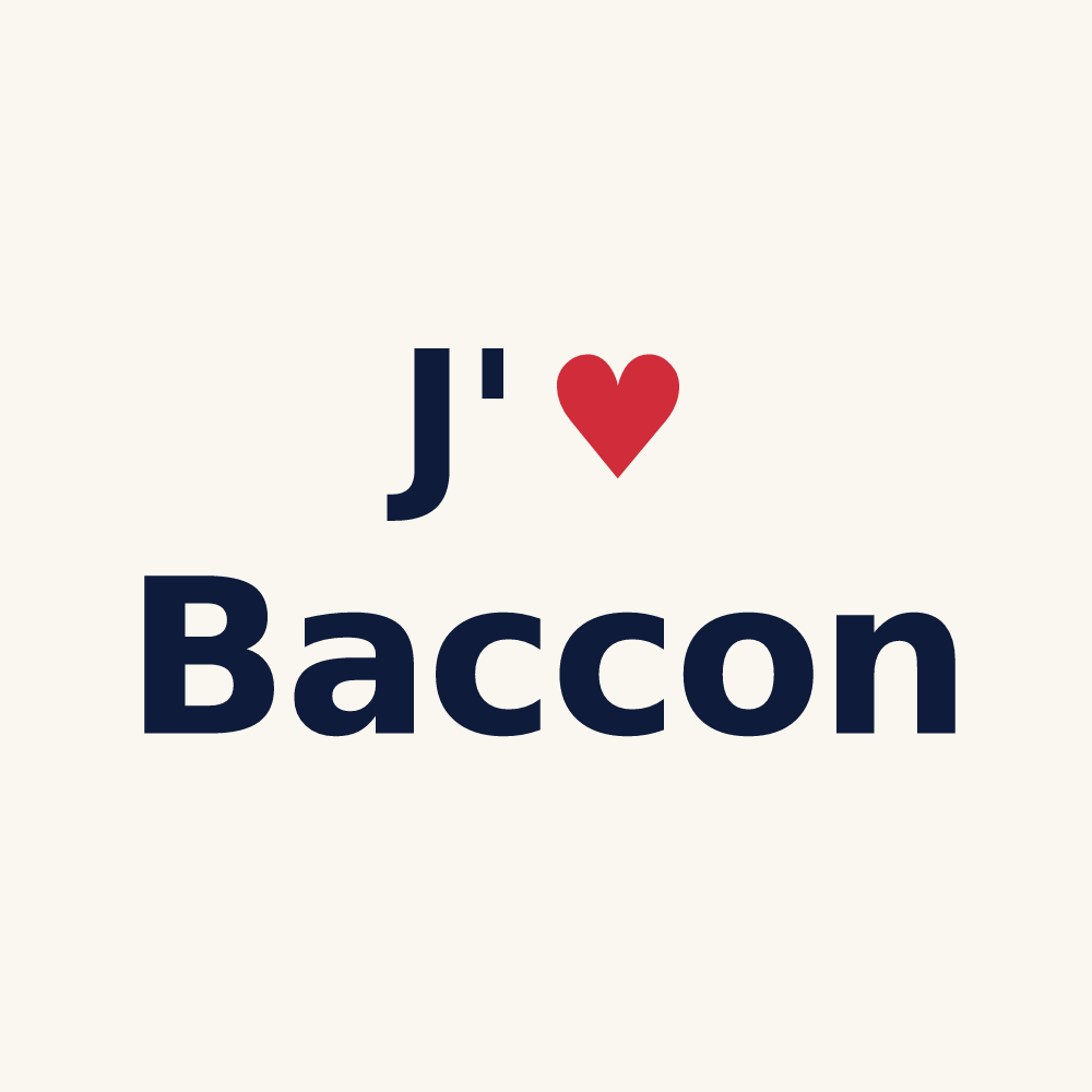 Tasse personnalisée Baccon — design « J'aime Baccon » imprimé sur la tasse