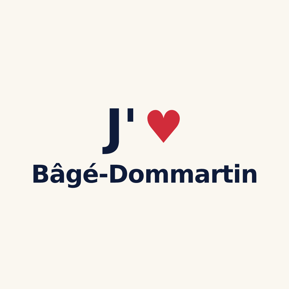 Tasse personnalisée Bâgé-Dommartin — design J'aime Bâgé-Dommartin
