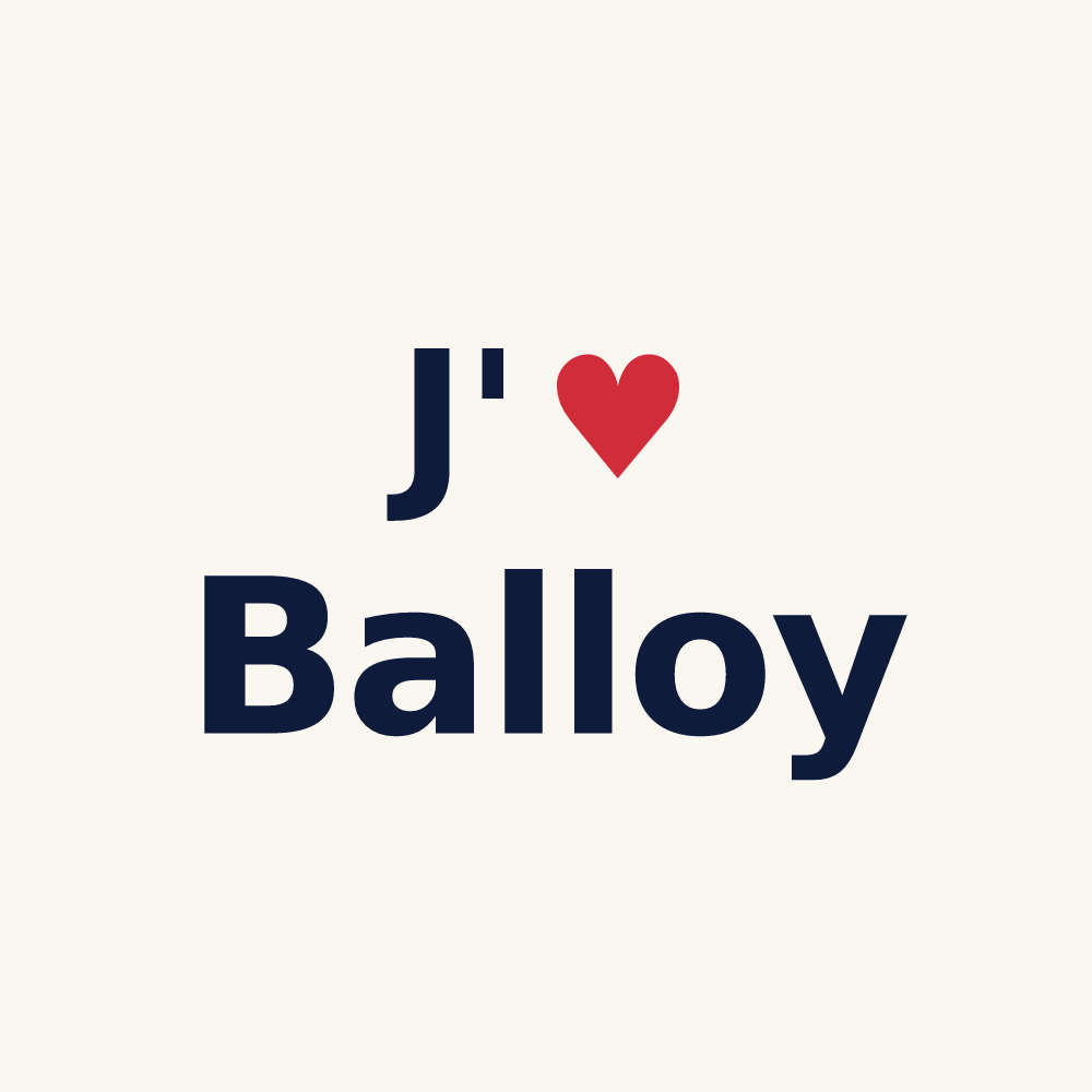 Tasse personnalisée Balloy — design « J'aime Balloy » imprimé sur la tasse