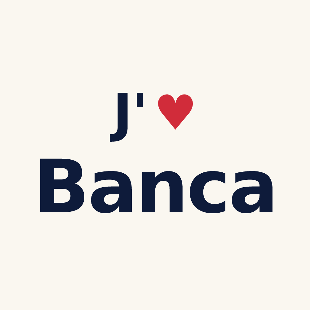 Tasse personnalisée Banca — design « J'aime Banca » imprimé sur la tasse