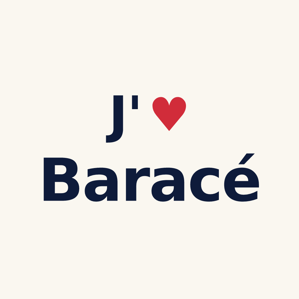 Tasse personnalisée Baracé — design J'aime Baracé