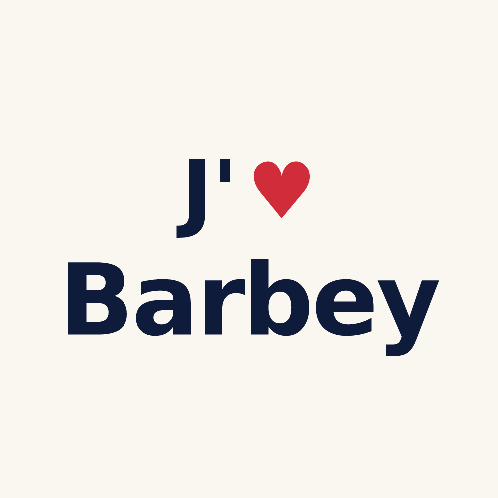 Tasse personnalisée Barbey — design J'aime Barbey