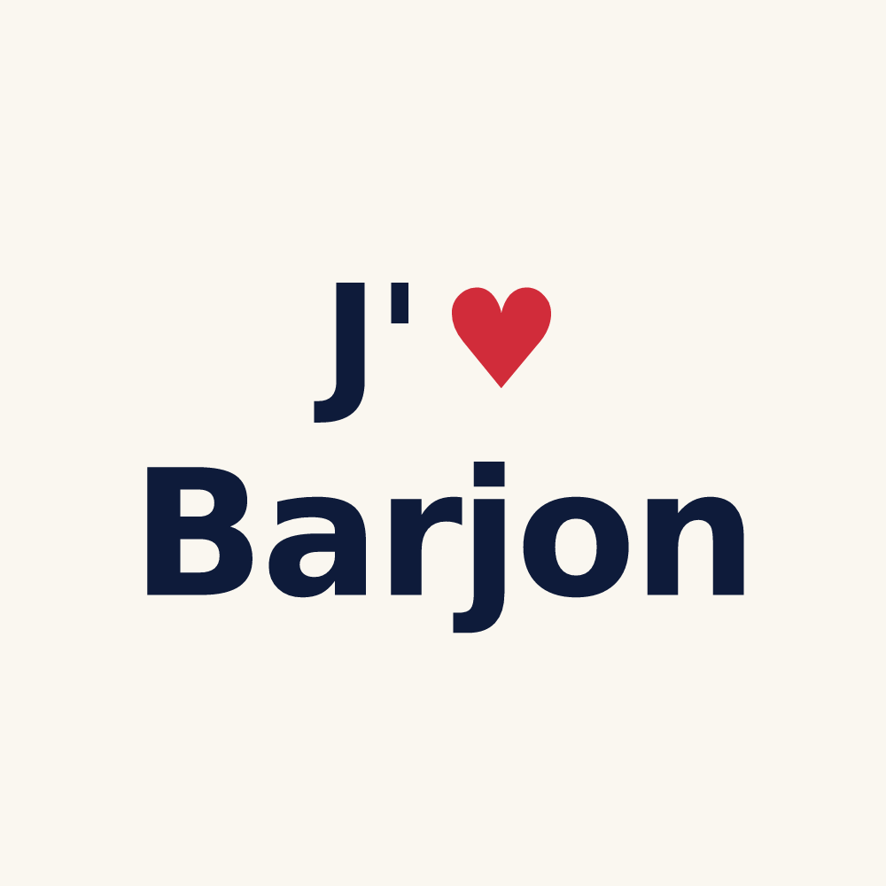 Tasse personnalisée Barjon — design « J'aime Barjon » imprimé sur la tasse