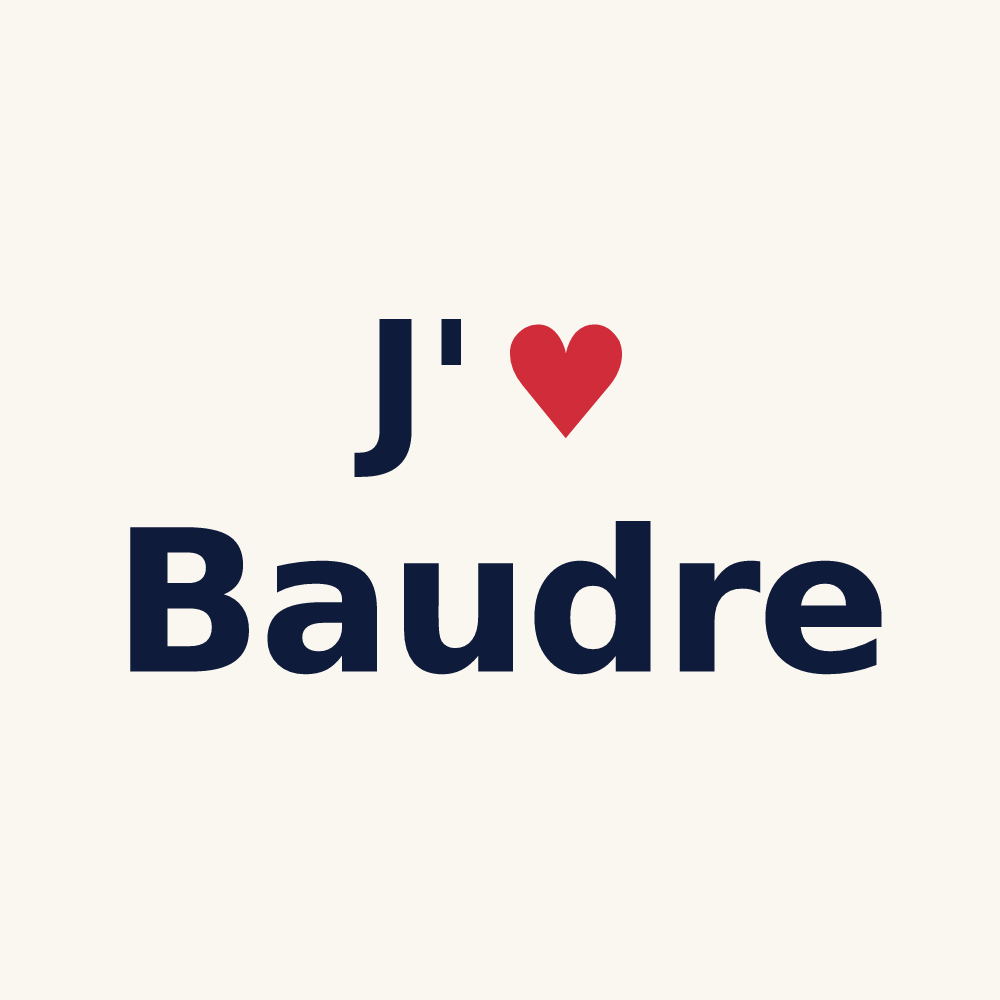 Tasse personnalisée Baudre — design J'aime Baudre