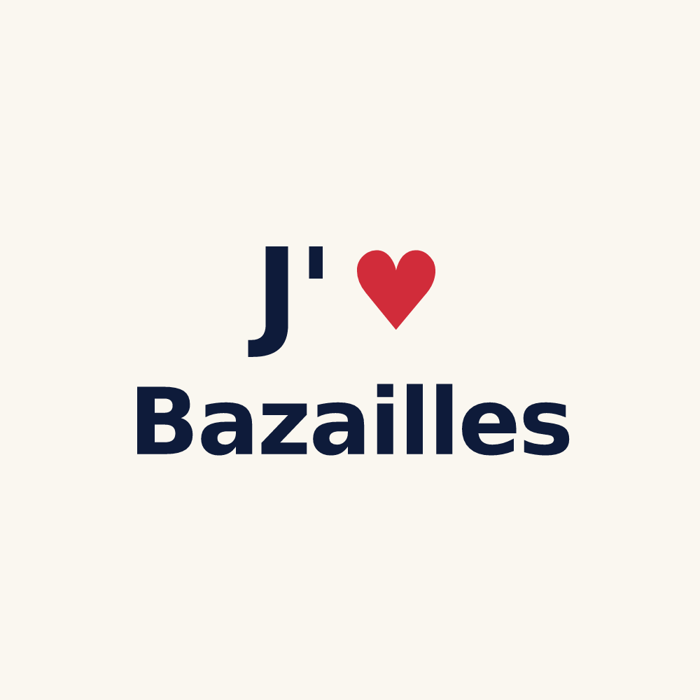 Tasse personnalisée Bazailles — design « J'aime Bazailles » imprimé sur la tasse