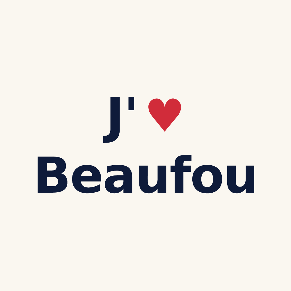 Tasse personnalisée Beaufou — design J'aime Beaufou