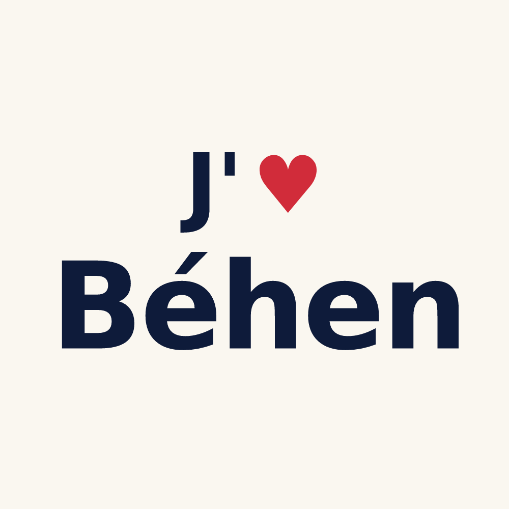 Tasse personnalisée Béhen — design « J'aime Béhen » imprimé sur la tasse