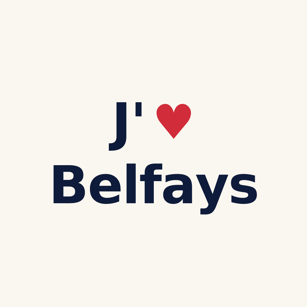 Tasse personnalisée Belfays — design J'aime Belfays